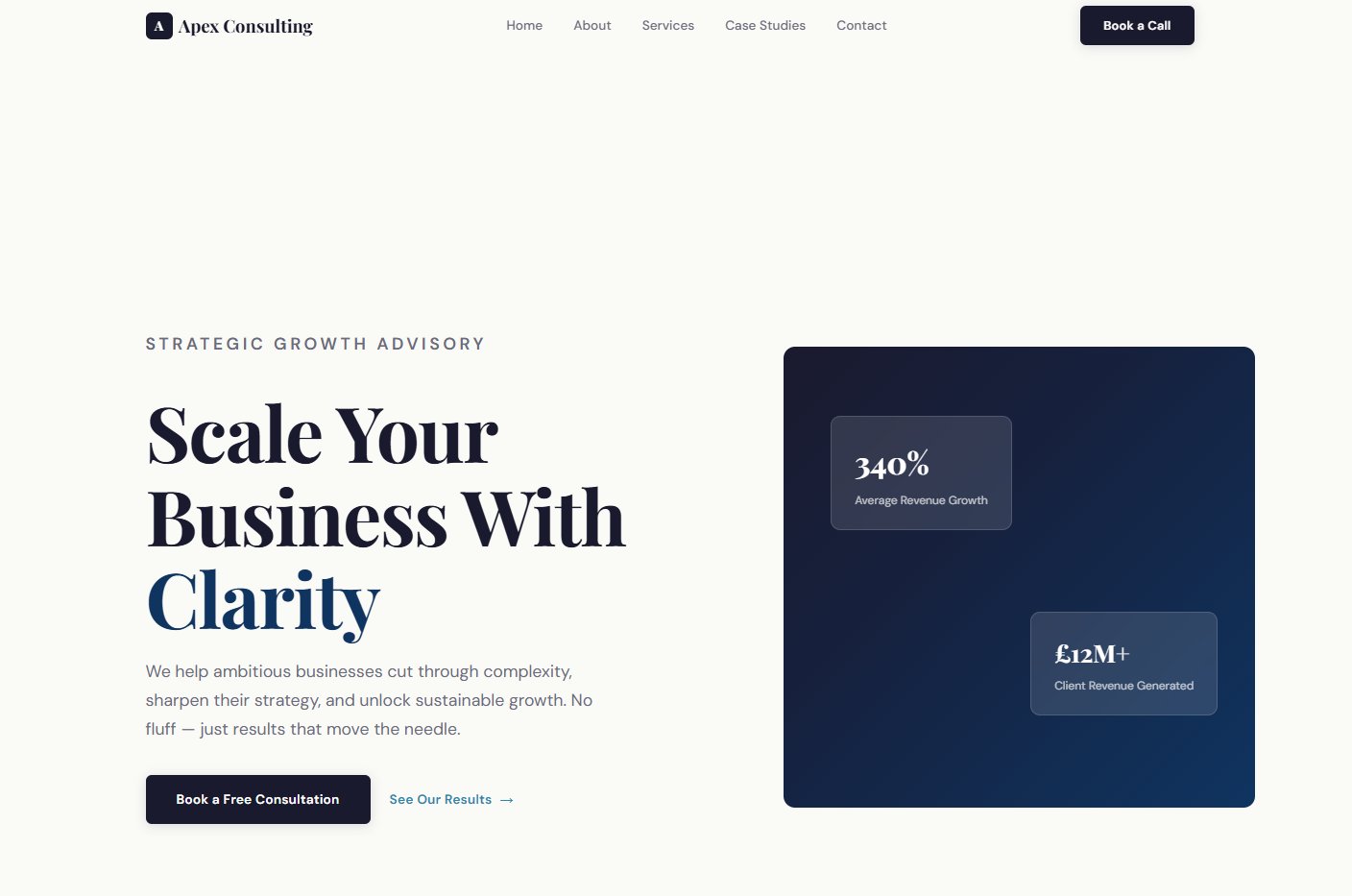 Apex Consulting website design by North Star Ventures