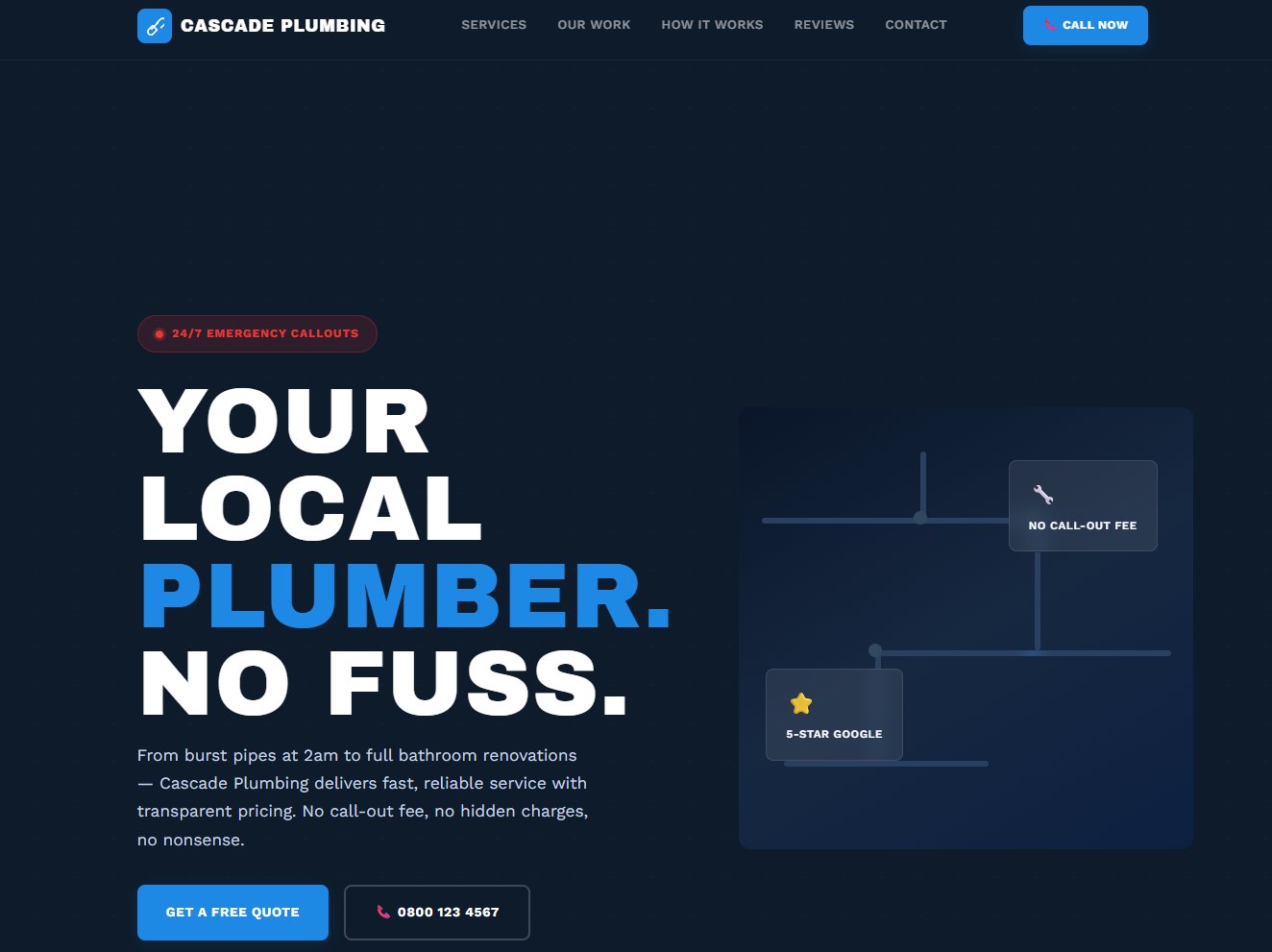 Cascade Plumbing website design by North Star Ventures