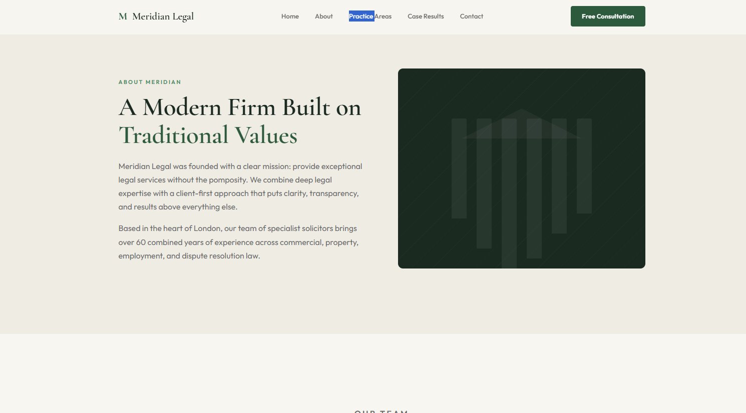 Meridian Legal website design by North Star Ventures
