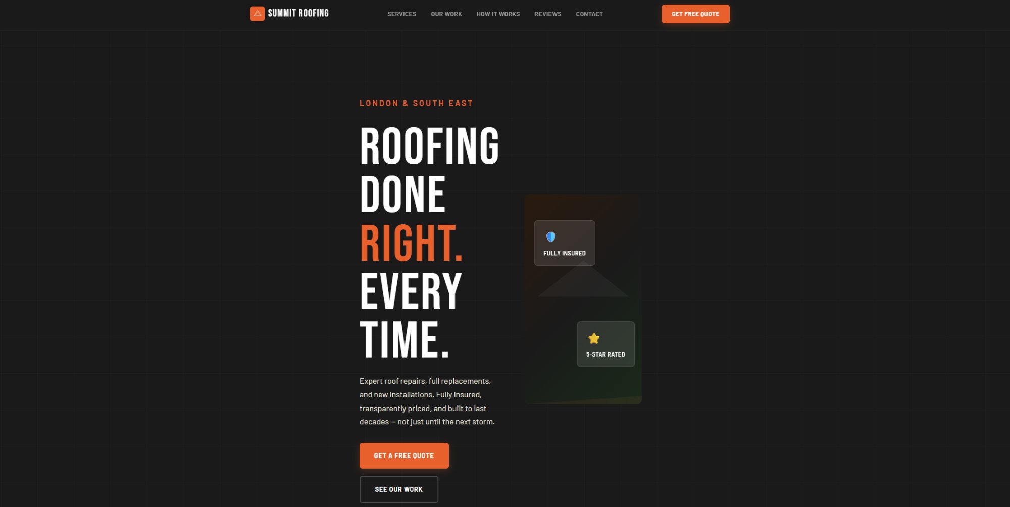 Summit Roofing website design by North Star Ventures
